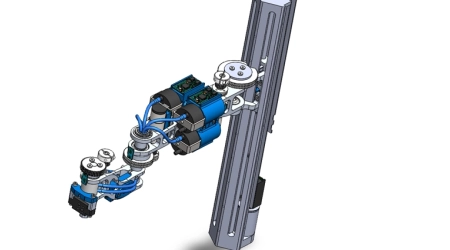 4 dof robotic arm prototype assembled in test rig for payload evaluation
