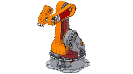 Engineer reviews 3D drawings of a custom 5-DOF robotic arm on a tablet, showcasing precision design. Buy now for tailored solutions.