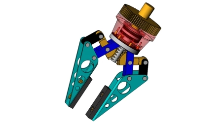 Robotic clamp design with custom gear drive, 2D drawings, and support from engineering design companies