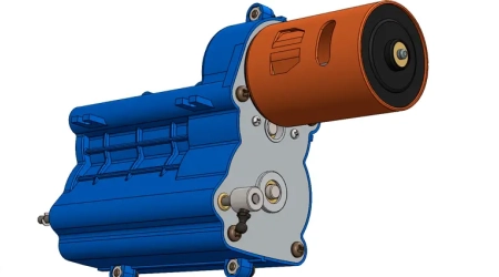 An engineering blueprint with dimensions for automotive gearbox housing design.