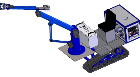 3D drawings of fruit picking robot by robotics design companies showing design cost