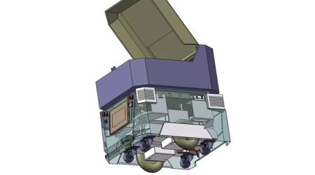 Food delivery robot design cost estimation with technical drawings.