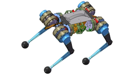 Design and control of a laminate quadrapedal robot with robotic design services