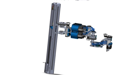 2D drawings and 3D drawings of robotic arm design with technical documentation