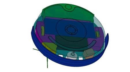 Robotic vacuum cleaner design sketch showing early 2D drawings for engineering.