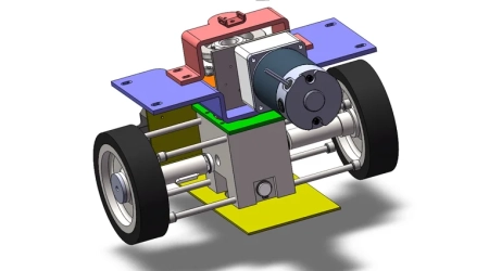 Compact small robot chassis design with 2D drawings for manufacturing.