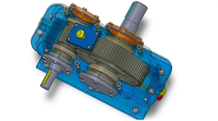 Double reduction spur gearbox design project showcasing reduction gearbox design process.