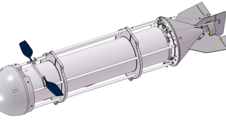 CAD 3D drawings of a submarine robot design for engineering and technical documentation.