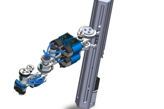 4 dof robotic arm prototype assembled in test rig for payload evaluation