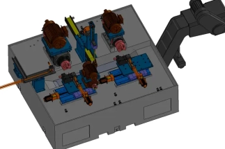 3D drawings for a custom CNC automatic lathe machine tool design by engineering design companies.