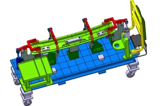 A 3D rendering of a custom welding tool design, highlighting geometry and structure.