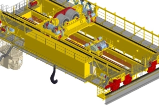 Custom design and development service for an electric bridge crane in progress, showcasing tailored solutions