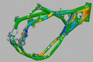 Detailed structural analysis of custom motorcycle frame for durability.