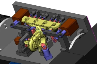 A person clicking a 'Buy Now' button on a tablet to order a custom precision fitting design service.