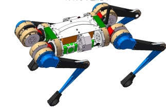 3D drawings of custom quadrupedal robot design by robotics design company with technical documentation