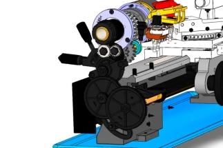 Manufacturing 2D drawings created for the design of a gearbox for a lathe machine.