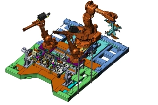 A detailed hand-drawn sketch showing a fixture layout adapted for car frame joints.