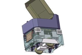 Food delivery robot design cost estimation with technical drawings.