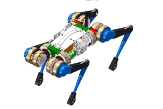 CAD blueprints showing quad robot design cost estimates and 2D drawings