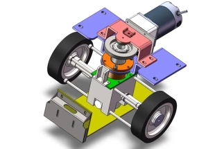 Exploded view showing robot chassis frame design with 3D drawings.