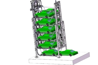 Robotic parking system design layout with 3D drawings and CAD models