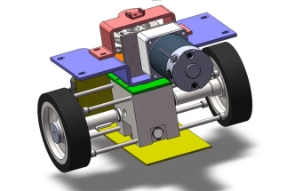 Compact small robot chassis design with 2D drawings for manufacturing.