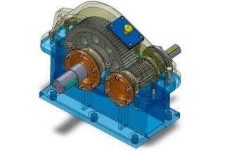 Engineers performing spur gearbox design calculations and preparing technical documentation.