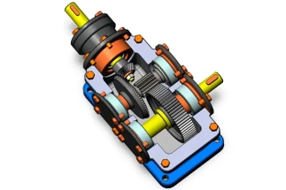 Speed reduction gearbox design and 3D modeling by top engineering design companies.