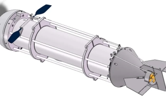 2D drawings for submarine robot design including mechanical layout and assembly.